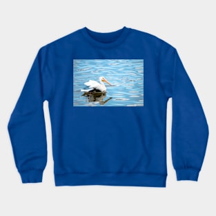 American White Pelican on Blue Water by Debra Martz Crewneck Sweatshirt